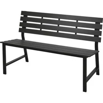 Tērauda dārza sols 115x55x85 cm, melns, pulverkrāsots, ar atzveltni un roku balstiem, 2 sēdvietas, 240 kg