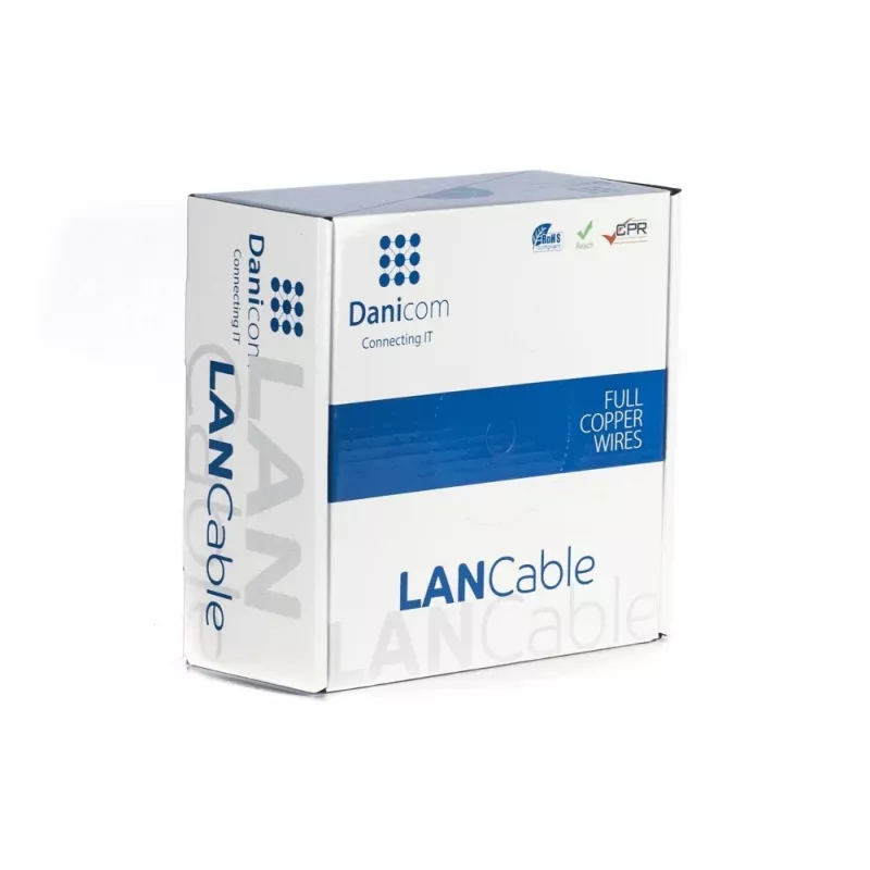 DSIT DANICOM CAT6A UTP 50m āra vads ar cieto vadītāju un PE apvalku (Fca) - Melns