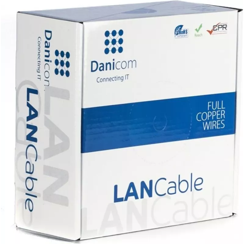 DSIT DANICOM CAT6A UTP 50m āra vads ar cieto vadītāju un PE apvalku (Fca) - Melns