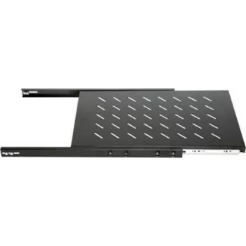DSIT DS-UH45 izvelkamais plaukts 450mm dziļiem sienas skapjiem, 1U, 25kg slodze, melns