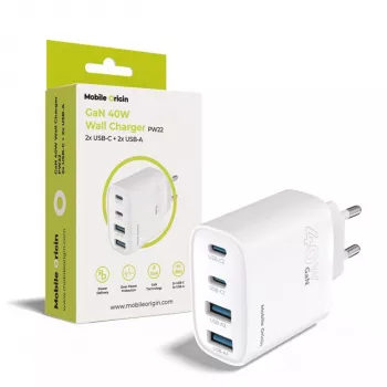 Mobile Origin 40W GaN lādētājs PW22 2x USB-C + 2x USB-A