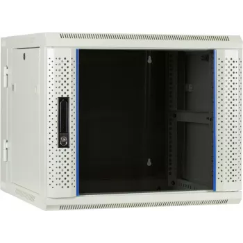 DSIT 9U Reversible sienas servera skapis ar stikla durvīm, balts, 600x600x501 mm (DS6609W-DOUBLE)