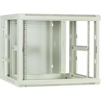 DSIT 9U Reversible sienas servera skapis ar stikla durvīm, balts, 600x600x501 mm (DS6609W-DOUBLE)