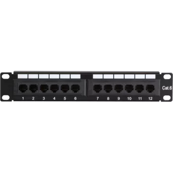 DSIT DS-10Patch6-12UTP 10 collu 12 portu UTP CAT6 sadales panelis, 1U stiprinājums, melns