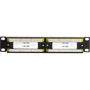 DSIT DS-10Patch6-12UTP 10 collu 12 portu UTP CAT6 sadales panelis, 1U stiprinājums, melns