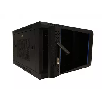 DSIT 6U 19 inch sienas servera skapis ar stikla durvīm un perforētiem sānu paneļiem, 600x600x368 mm (DS6606ZP)