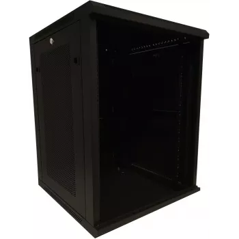 DSIT 15U 19 inch sienas stiprinājuma servera skapis ar stikla durvīm un perforētām sānu malām 600x600x770 mm
