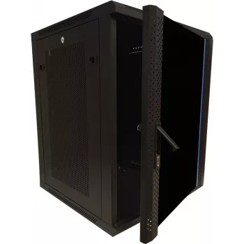 DSIT 15U 19 inch sienas stiprinājuma servera skapis ar stikla durvīm un perforētām sānu malām 600x600x770 mm