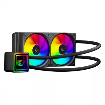 Rampage INFINITE V240 ARGB 240mm šķidruma CPU dzesētājs ar temperatūras displeju, melns