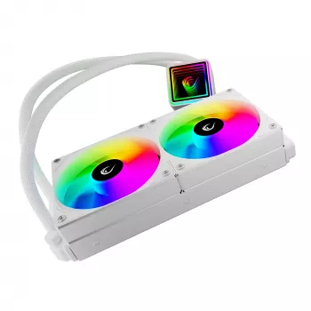 Rampage INFINITE V240 White 240 mm ARGB AIO šķidruma CPU dzesētājs ar temperatūras displeju