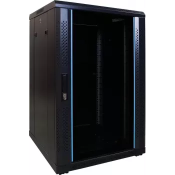 DSIT DS6618 18U 19 inch serveru skapis ar stikla durvīm, 600x600x1000 mm, melns