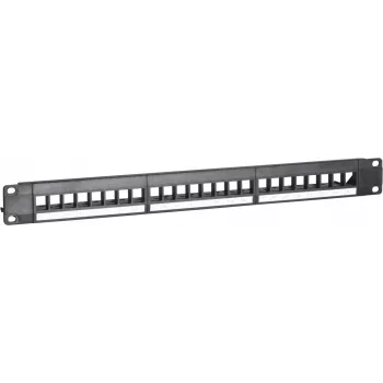 DSIT UTP Keystone Patch Panel, 24 portu, bez moduļiem, 1U 19 collu statīva, melns