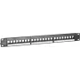 DSIT UTP Keystone Patch Panel, 24 portu, bez moduļiem, 1U 19 collu statīva, melns