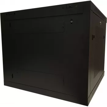 DSIT DS6609ZP 9U 19 inch sienas servera skapis ar stikla durvīm un perforētiem sānu paneļiem, 600x600x501 mm, melns