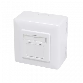 DSIT virsmas montāžas Cat.6/Class E ekranēta dubultā RJ45 ligzda, balta (DC-Wall-Out-STP6-W)