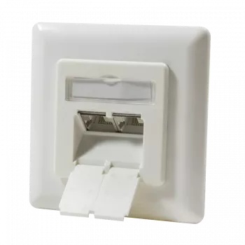 DSIT Flush-Mount vertikālais Cat.6/Class E ekranētais dubultais RJ45 ligzda, ziloņkaula krāsā