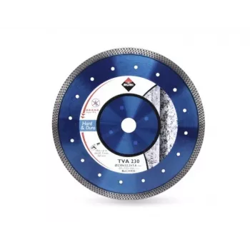 RUBI TVA 115 SUPERPRO dimanta disks 115 mm — nepārtrauktas loka dimanta disks porcelānam, keramikai, granītam, marmoram, slapjai/sausai griešanai