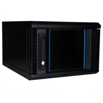 DSIT DS10-3404 4U 10 collu sienas skapis ar rūdīta stikla durvīm, 370x450x264 mm, melns