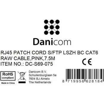 DSIT CAT 6 tīkla kabelis LSOH - S/FTP - 7,5 m - Rozā
