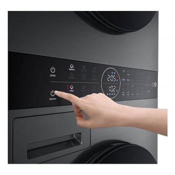 LG ELECTRONICS WashTower WT1210BBF (WiFi) 12kg/10kg veļas mazgājamā un žāvējamā mašīna kombinācija ar AI DD™, Steam+ un ezDispense™ - Black Steel
