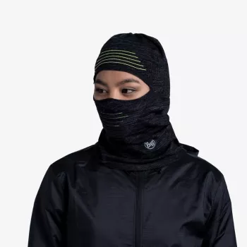 BUFF DryFlx Pro balaklava - melna, bezšuvju 4-virzienu stiepšanās, termiskā, atstarojoša