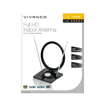 Vivanco VVTVANTSCIRCLE iekštelpu plakanā antena DVB-T2/DAB+ ar 4G/5G filtru, melna