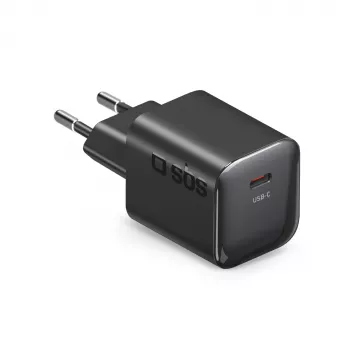 SBS 20W USB-C PD sienas lādētājs melns