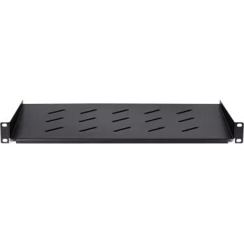 DSIT DS-FH1U250 1U fiksēts plaukts 450 mm dziļiem sienas skapjiem, 250 mm dziļums, 25 kg slodze, melns