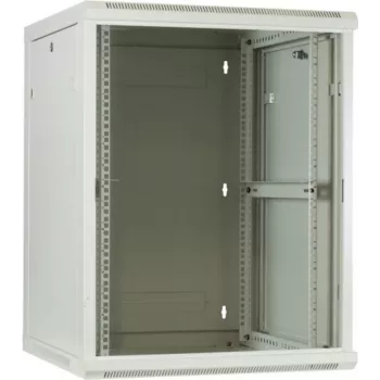DSIT 6U sienas servera skapis ar stikla durvīm, balts, 600x600x368 mm