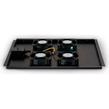 DSIT DS-FT80 4 ventilatoru servera skapja dzesēšanas bloks ar termostatu 800 mm dziļiem skapjiem, 1U, 230V, melns