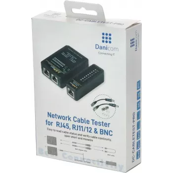 DSIT DC-CABLETEST-PRO tīkla kabeļu testeris U/UTP, F/UTP un SF/UTP, Cat5/Cat6, RJ45, LED vadu karte, ekrāna nepārtrauktība, līdz 300m