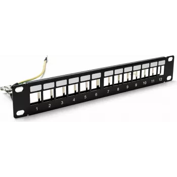 DSIT DS10-Patch-12STP 10 collu STP Keystone sadales panelis, 12 porti, ekranēts, 1U, melns