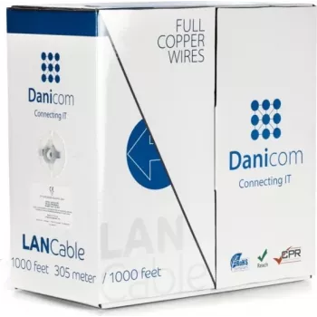 DSIT DANICOM CAT6 100% vara UTP 305m cietais kodols kabelis - LSZH (Cca) (DC-UTP6-305S-CCA)