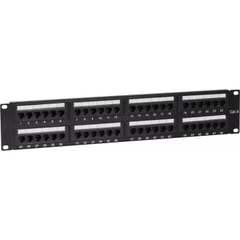 DSIT DS-Patch6-48UTP CAT6 UTP 19 inch 48 portu tīkla sadales panelis, 1U, melns
