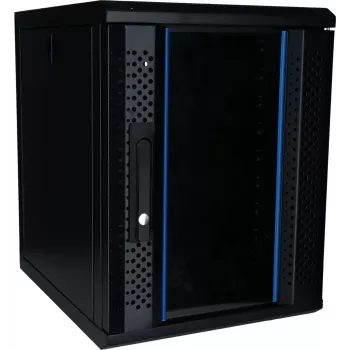 DSIT 9U 10 inch sienas servera skapis ar stikla durvīm, 370x450x486 mm, melns