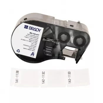 BRADY M4-143-417 pašlaminējošā vinila etiķešu kasetne BMP41/BMP51/BMP53/M511, 1,5 inch x 21' (38,1 mm x 6,4 m), balta/caurspīdīga