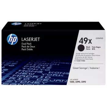 HP 49X augstas ietilpības melnā tonera kasetņu dubultpaka (Q5949XD)