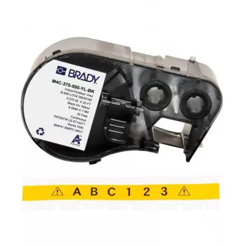 Brady M4C-375-595-YL-BK pašlaminējoša vinila etiķete BMP41/BMP51/BMP53/M511 printeriem, balta/caurspīdīga, 25,4mm x 50,8mm, 6,4m ruļļos