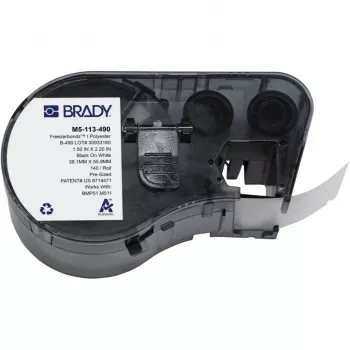 BRADY M5-113-490 FreezerBondz II poliestera etiķetes BMP51/BMP53/M511, baltas, 38,1 mm x 25,4 mm, 250 etiķetes