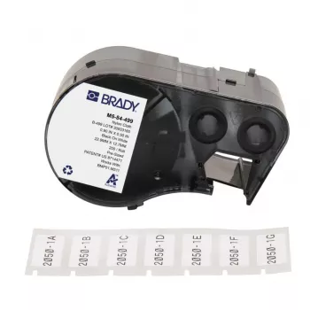BRADY BMP51/BMP53/M511 Pašlaminējošā vinila etiķešu kasetne, 25,4 mm x 6,4 m, balta/caurspīdīga, B-499