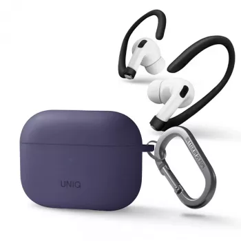 UNIQ Nexo silikona maciņš ar auss āķiem Apple AirPods Pro 2. paaudzei (2022/2023) - Fig Purple