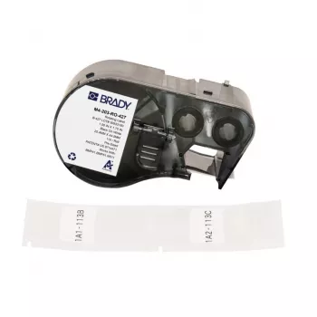 BRADY Rotējošā pašlaminējošā etiķešu kasetne DYMO XTL – 24mm x 4m, melna uz baltas/caurspīdīgas, industriālais poliesters