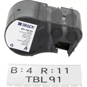 BRADY M5C-1500-422 Continuous Label Cartridge BMP51/BMP53/M511 - Pašlaminējošs vinils, 25,4 mm x 6,4 m, balts/caurspīdīgs