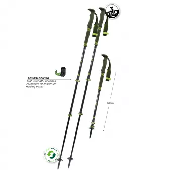 Komperdell Carbon Pro Zero teleskopiskās trekinga nūjas, oglekļa šķiedras statnis ar Titanal apakšdaļu, Powerlock 3.0, Trek Pro 280 putu rokturis, maināmi Vario diski