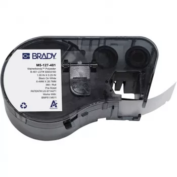 BRADY BMP51/BMP53/M511 pašlaminējošu vinila etiķešu kasetne, balta/caurspīdīga, 25,4 mm x 25,4 mm, 250 etiķetes