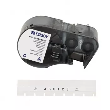 BRADY M4C-250-595-WT-BK balta poliestera termopārsūtīšanas etiķešu ruļļa lente BMP41/BMP51/BMP53/M511, 38,1 mm x 25,4 mm, 250 etiķetes