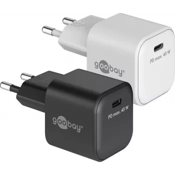 GOOBAY 45 W USB-C PD GaN Nano lādētājs (balts)