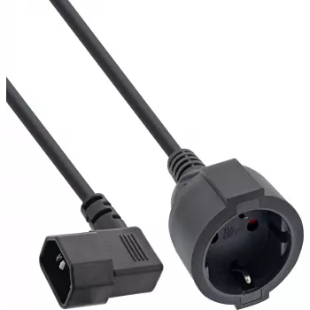 InLine® Tīkla adaptera kabelis, IEC C14 vītņots uz zemējuma kontaktligzdu, 3m, melns