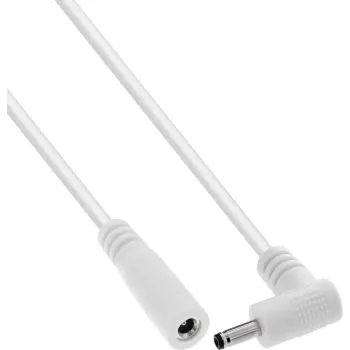 InLine® līdzstrāvas pagarinātājkabelis, taisnleņķa spraudnis, 3,5 x 1,35 mm, balts, 2 m