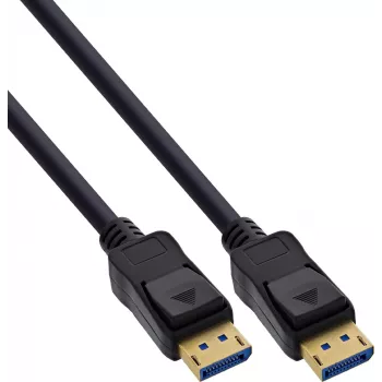 InLine® DisplayPort 2.1 kabelis UHBR20 80 Gb/s, melns, zeltīti kontakti, 0,5 m